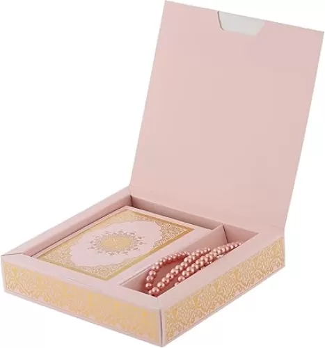 Prien Muslim Gifts for Eid, Gilt Covered Gift Box, Silvered Quran Gifts for Ramadan Mosque, Pearl Prayer Beads, Islamic Presents Women, Portable Boxes, Mawlid Gift Set for Birthday, Wedding, Umrah