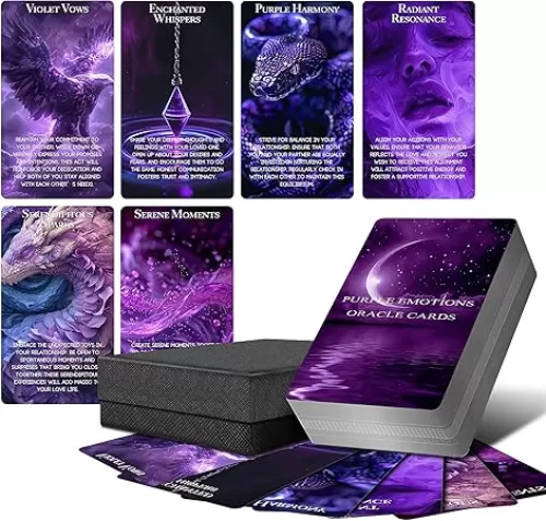 Purple Love Oracle Cards 54 Romantic Love Oracle Deck for Twin Flames, Soulmates, Emotional Guidance & Shadow Work