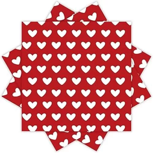 Quera 60 Pack Valentine'S Day Be Covered With Love Paper Napkins Red Heart 5 X 5 "Disposable Beverage Napkins Cocktail Party Napkins For Valentine'S Day Gifts Wedding Party Decoration Favor Supplies
