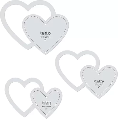 Quilting Templates & Rulers for Patchwork Acrylic Stencils Set of 3 Hexagon, Hearts, Square & Stars (Heart Set of 3)
