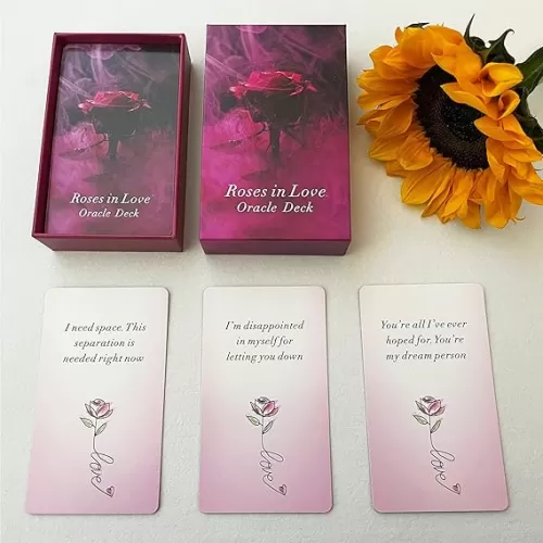 Roses in Love Oracle Cards Deck, Oracle Cards for Beginners, Oracle Deck Help You delve into Your Love Life and Help You Move Towards Your Highest self.