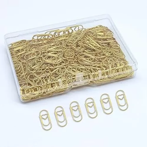 Small Gold Paper Clips 200 Pcs Love Heart Shaped Paperclips Stainless Steel Cute Paperclips for Paperwork Office School Desk Organizers Wedding Invitations DIY Crafts Scrapbooking (Gold)