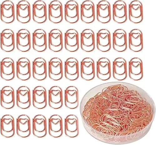 Small Paper Clips, 120pcs Rose Gold Tiny Heart Paper Clips 20mm/0.79inch Mini Love Shaped Paperclips for Office Home School Supplies Crafts Baby Shower Invitations (Rose Gold)