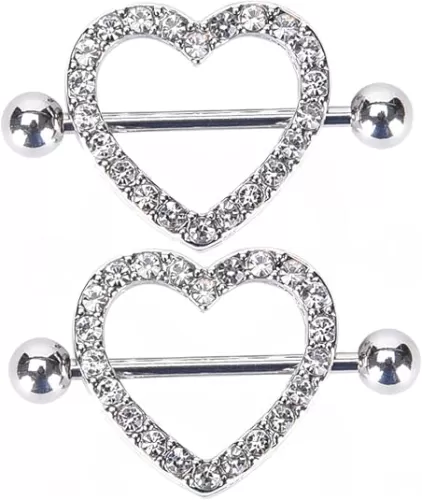 Stainless Steel Heart Nipple Rings Nipple Piercings for Women Body Piercing Jewelry 14G
