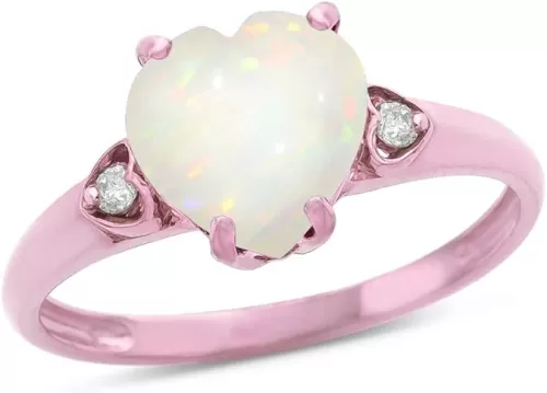 Star K 10k Rose Gold Heart Shaped 8mm Engagement Promise Wedding Ring