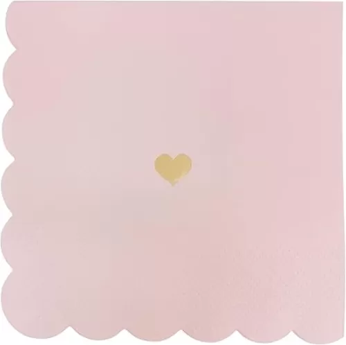 Sweet Water Decor Heart Paper Napkins - Cocktail Napkins with Raw Wood Pulp Material and Gold Foil Heart Design - Party Napkins for Valentines, Weddings, Bachelorette Parties, Bridal and Baby Showers