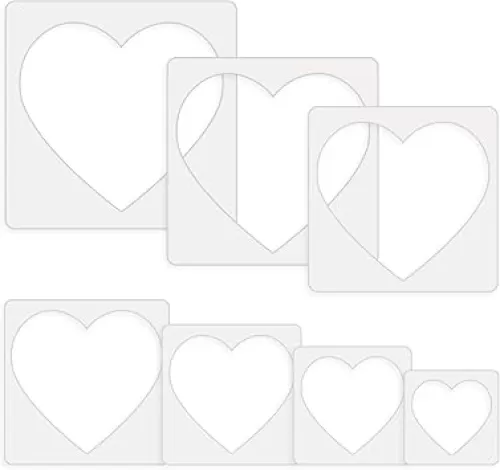 Teling 14 Pieces Large Stencil for Painting on Wood Plastic 5 Point Template Paint Stencils for Fabric Walls Arts Paper Home Decoration(Heart)