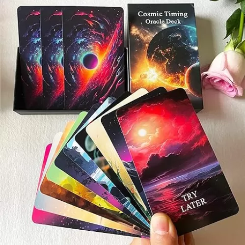 Time Oracle Cards Deck, Cosmic Timing Oracle Cards, Oracle Cards for Beginners, Divine Timing Oracle Deck to Help You Predict Time Frames.