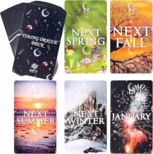 Time Oracle Cards for Beginners with Meanings on Them 60 PCS Adventure Divine Timing Tarot Deck Set for Love, Energy, Soulmate, Work, Friendship, Spirit and Past Life.