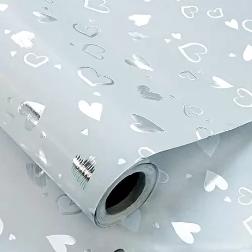 Tmsek White Wrapping Paper Roll- 17 Inch X 33 Feet - Silver Heart Wrapping Paper Gifts for Wedding, Birthday, Mothers Day, Valentines, Christmas, Anniversaries, Bridal Shower (10M Love gifts Wrap)