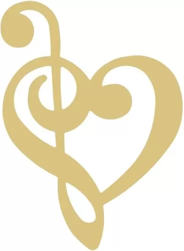 Treble Clef Heart Unfinished Wood Shape Cutout Music Decor MDF Shaped Canvas Style 1