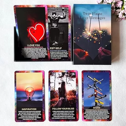 Twin Flame Love Messages Oracle Cards Deck, Oracle Cards with Meanings on Them, Secret and Hidden Messages Oracle Deck, Confession of Divine Masculine or Soulmate