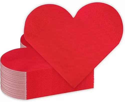 Valentine's Day Party Decorations, Disposable Love Napkins Heart Shaped Napkins for Valentine's Day Engagements Wedding Anniversaries Bridal Showers Birthday Party Supplies, 3 Ply / 50 Count/Red