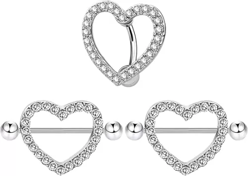 VERAMI 14G Stainless Steel Butterfly and Heart Nipple Rings 316L Butterfly and Heart Barbell Rings Body Piercing for Women