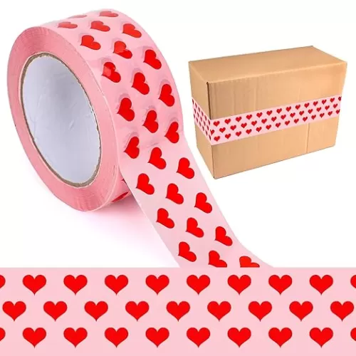 Whaline 109 Yard Valentine's Day Packing Tape Pink Red Love Heart Pattern Tape Waterproof Shipping Tape for Small Business DIY Crafts Present Packing Box Holiday Supplies