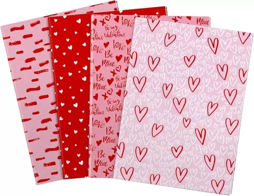 Whaline 120 Sheet Valentine Tissue Paper Love Heart Gift Wrapping Paper 13.8 x 19.7 Inch Assorted Red Pink Sweet Style Packing Paper for DIY Craft Gift Bags Wedding Birthday Party Decor