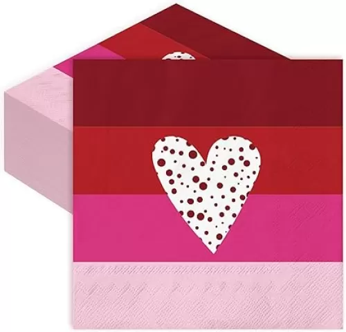 Whaline 80 Pack Valentine Paper Napkin 6.5x6.5 Inch Gradient Pink Red Dinner Napkin Disposable Heart Luncheon Napkin for Valentine Wedding Party Decoration Gifts Favor Supplies