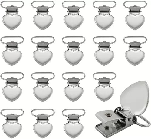 XGNG 32PCS Heart Shaped Duckbill Clips Suspender Clips Heart Shaped Metal Holder Clips Sheet Fasteners Clips Suspenders Holder for Mattress Pad Cover Sofa Cushion